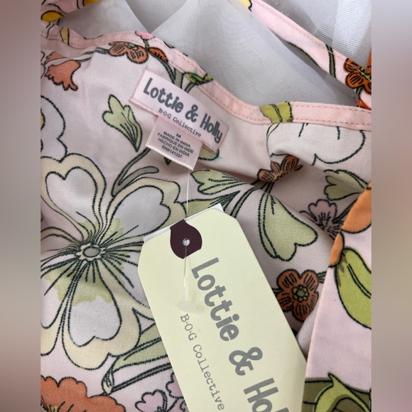 BOG Collective Lottie & Holly Floral Mini Dress Blush Pink Rust Fit N Flare Med‎ - Picture 11 of 12